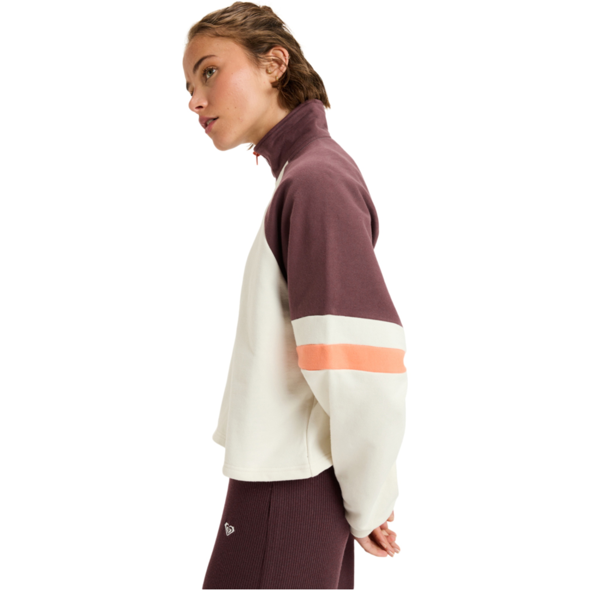 2025 Roxy Da Donna Essential Energy Boxy Half Zip Sport Fleece ERJFT05011 - Whisper White
